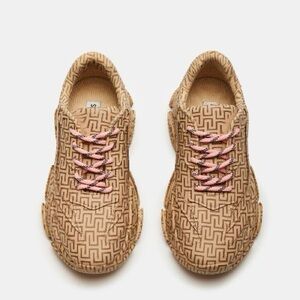 Steve Madden Tan Sneakers with Pink Accents